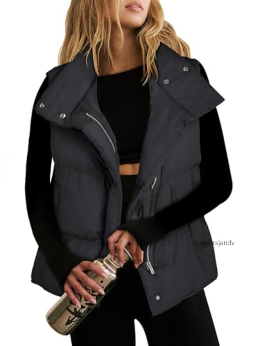 Quilted Puffer Vest Women Zip Up Padded Gilet Sleeveless Winter Outerwear